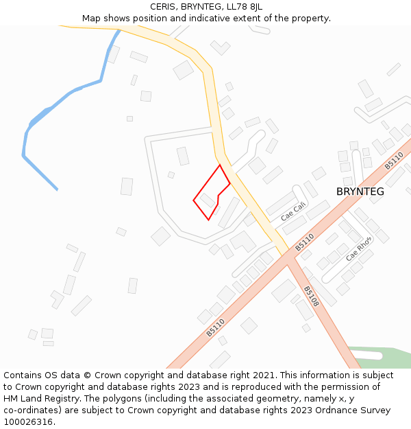 CERIS, BRYNTEG, LL78 8JL: Location map and indicative extent of plot