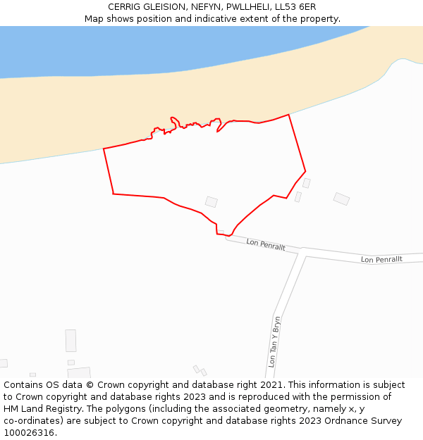 CERRIG GLEISION, NEFYN, PWLLHELI, LL53 6ER: Location map and indicative extent of plot