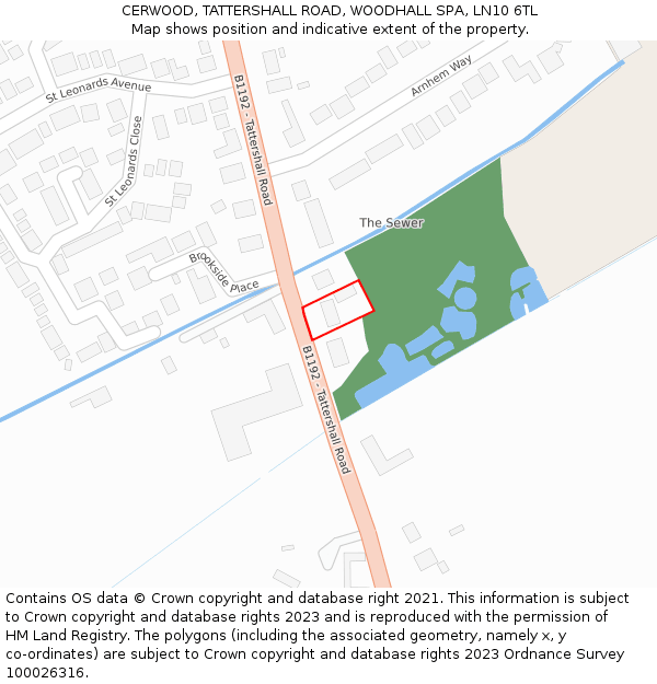 CERWOOD, TATTERSHALL ROAD, WOODHALL SPA, LN10 6TL: Location map and indicative extent of plot