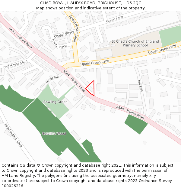 CHAD ROYAL, HALIFAX ROAD, BRIGHOUSE, HD6 2QG: Location map and indicative extent of plot