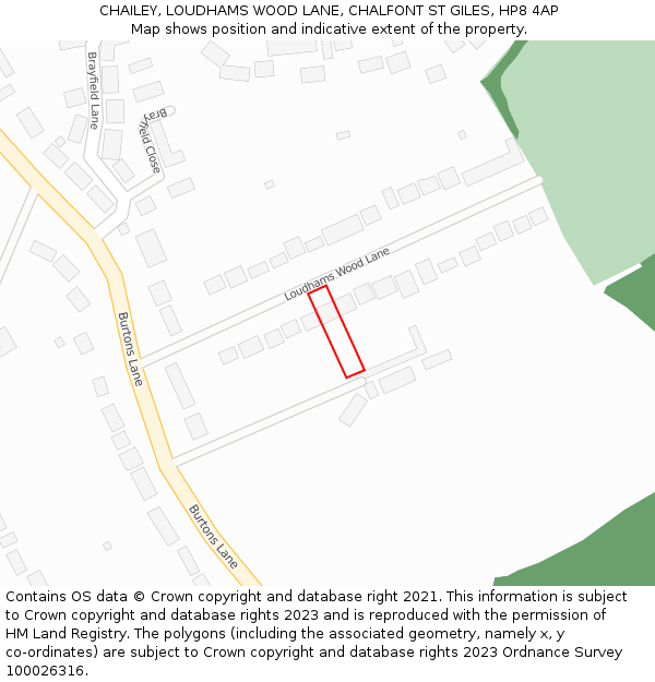 CHAILEY, LOUDHAMS WOOD LANE, CHALFONT ST GILES, HP8 4AP: Location map and indicative extent of plot