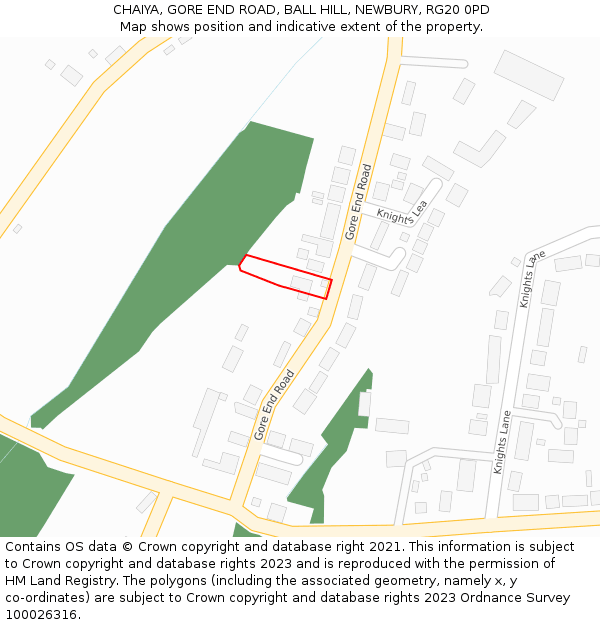 CHAIYA, GORE END ROAD, BALL HILL, NEWBURY, RG20 0PD: Location map and indicative extent of plot