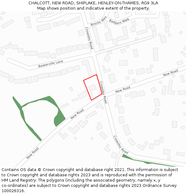 CHALCOTT, NEW ROAD, SHIPLAKE, HENLEY-ON-THAMES, RG9 3LA: Location map and indicative extent of plot