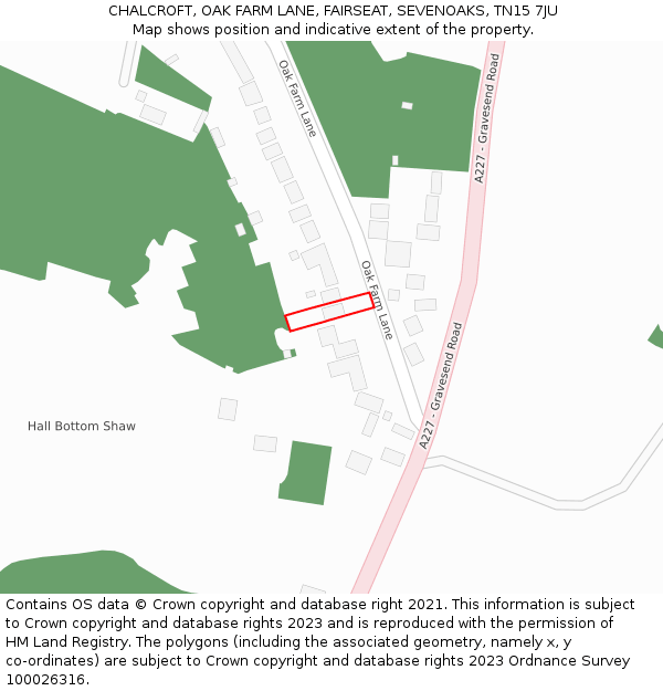 CHALCROFT, OAK FARM LANE, FAIRSEAT, SEVENOAKS, TN15 7JU: Location map and indicative extent of plot