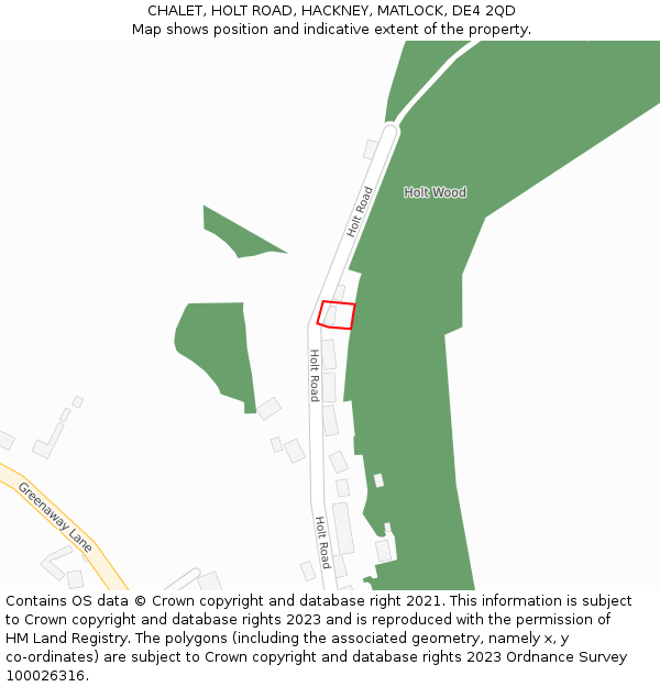 CHALET, HOLT ROAD, HACKNEY, MATLOCK, DE4 2QD: Location map and indicative extent of plot