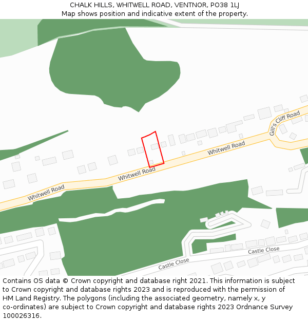 CHALK HILLS, WHITWELL ROAD, VENTNOR, PO38 1LJ: Location map and indicative extent of plot