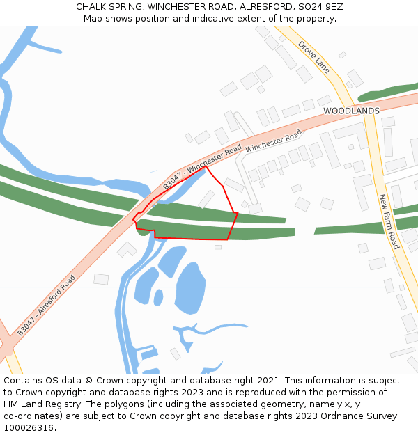 CHALK SPRING, WINCHESTER ROAD, ALRESFORD, SO24 9EZ: Location map and indicative extent of plot