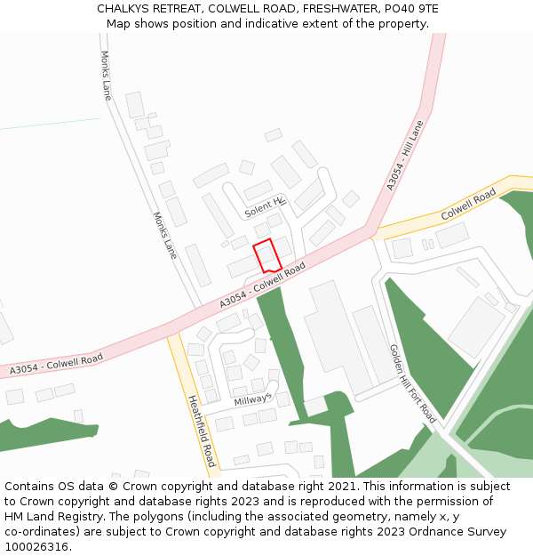 CHALKYS RETREAT, COLWELL ROAD, FRESHWATER, PO40 9TE: Location map and indicative extent of plot