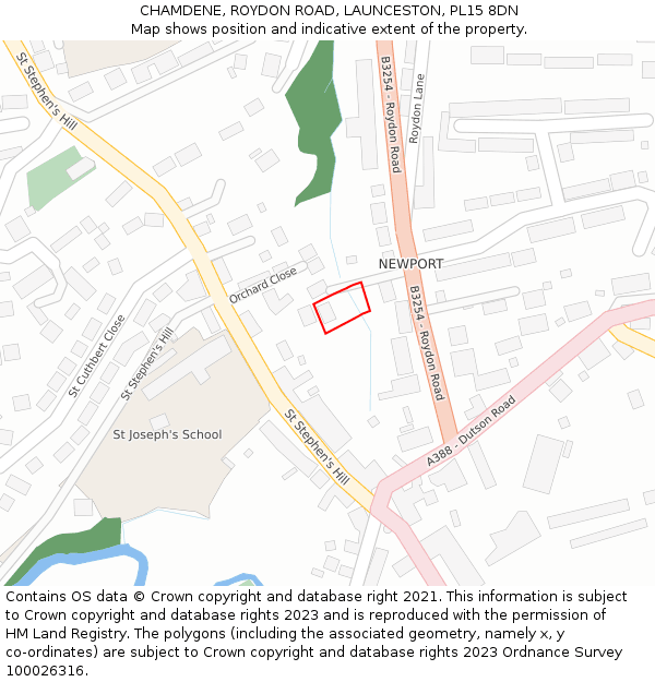 CHAMDENE, ROYDON ROAD, LAUNCESTON, PL15 8DN: Location map and indicative extent of plot