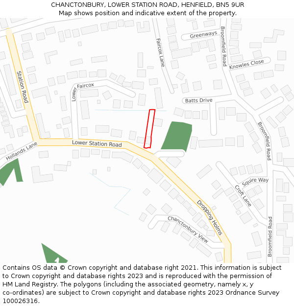 CHANCTONBURY, LOWER STATION ROAD, HENFIELD, BN5 9UR: Location map and indicative extent of plot