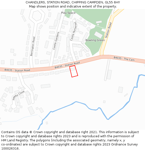 CHANDLERS, STATION ROAD, CHIPPING CAMPDEN, GL55 6HY: Location map and indicative extent of plot