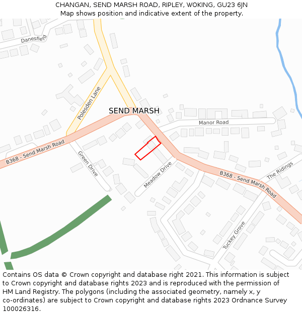 CHANGAN, SEND MARSH ROAD, RIPLEY, WOKING, GU23 6JN: Location map and indicative extent of plot