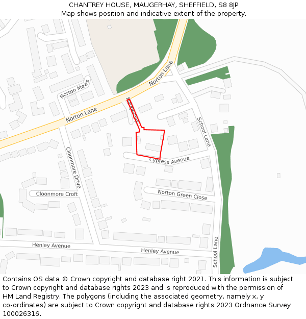 CHANTREY HOUSE, MAUGERHAY, SHEFFIELD, S8 8JP: Location map and indicative extent of plot