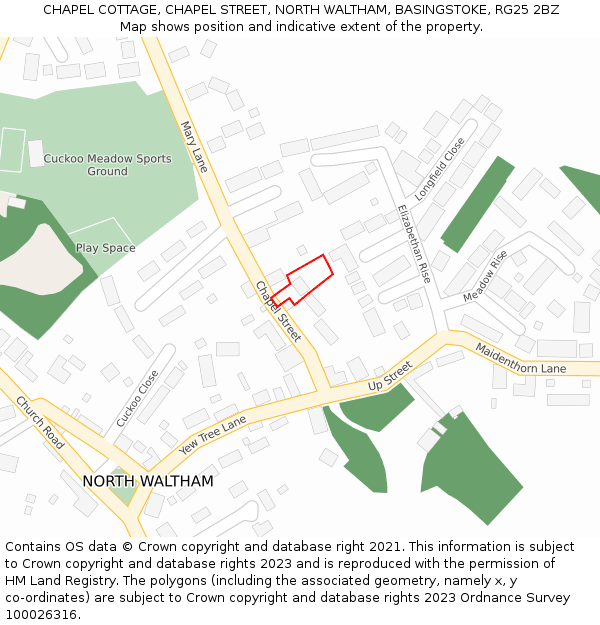 CHAPEL COTTAGE, CHAPEL STREET, NORTH WALTHAM, BASINGSTOKE, RG25 2BZ: Location map and indicative extent of plot