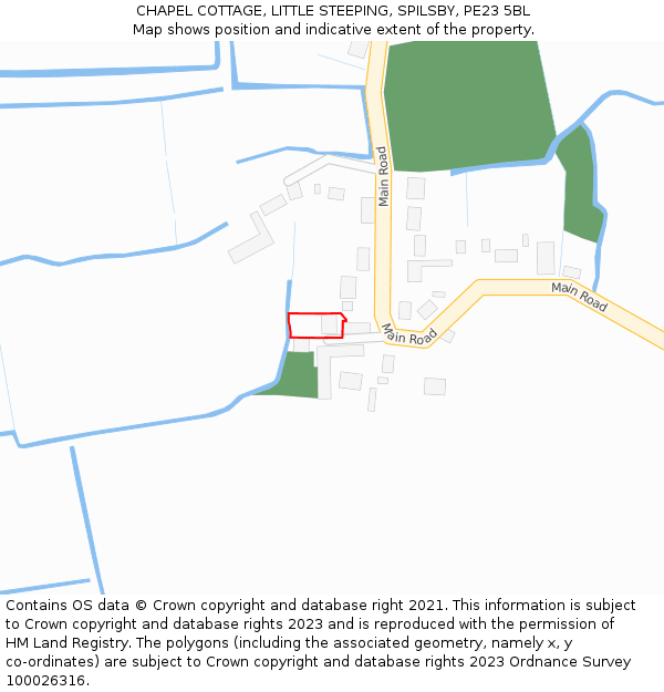 CHAPEL COTTAGE, LITTLE STEEPING, SPILSBY, PE23 5BL: Location map and indicative extent of plot