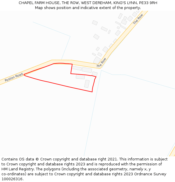CHAPEL FARM HOUSE, THE ROW, WEST DEREHAM, KING'S LYNN, PE33 9RH: Location map and indicative extent of plot
