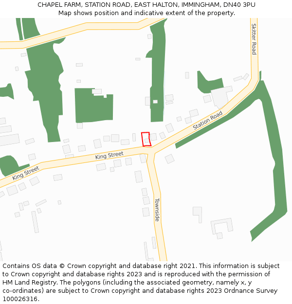 CHAPEL FARM, STATION ROAD, EAST HALTON, IMMINGHAM, DN40 3PU: Location map and indicative extent of plot