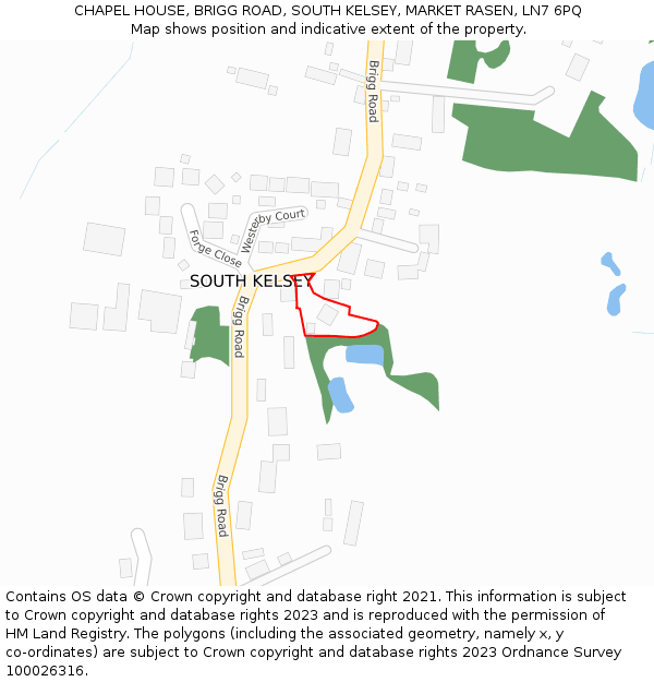 CHAPEL HOUSE, BRIGG ROAD, SOUTH KELSEY, MARKET RASEN, LN7 6PQ: Location map and indicative extent of plot