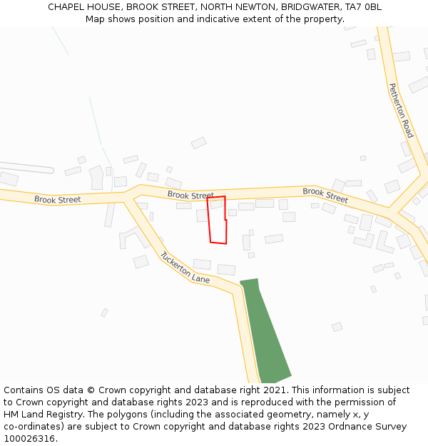 CHAPEL HOUSE, BROOK STREET, NORTH NEWTON, BRIDGWATER, TA7 0BL: Location map and indicative extent of plot