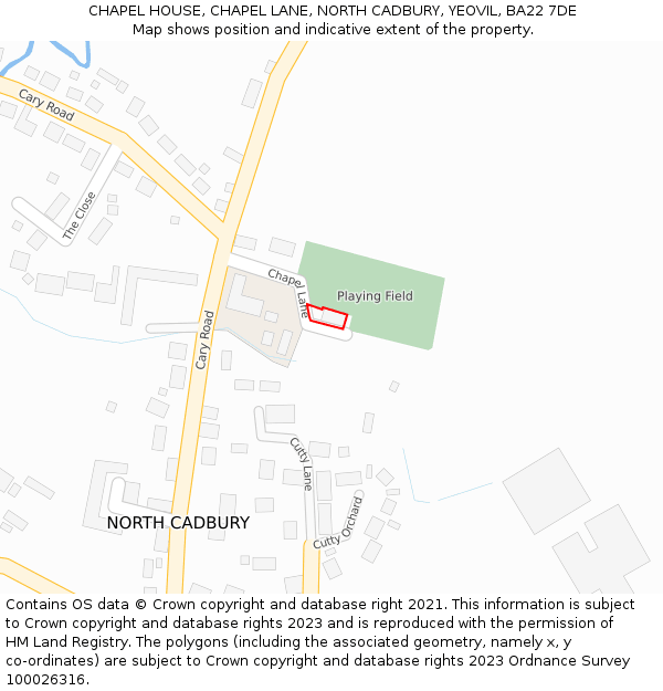 CHAPEL HOUSE, CHAPEL LANE, NORTH CADBURY, YEOVIL, BA22 7DE: Location map and indicative extent of plot