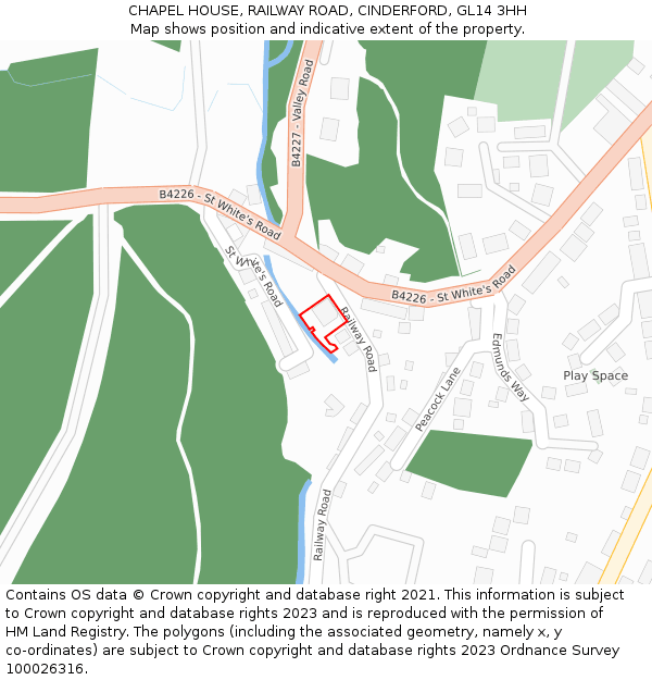 CHAPEL HOUSE, RAILWAY ROAD, CINDERFORD, GL14 3HH: Location map and indicative extent of plot