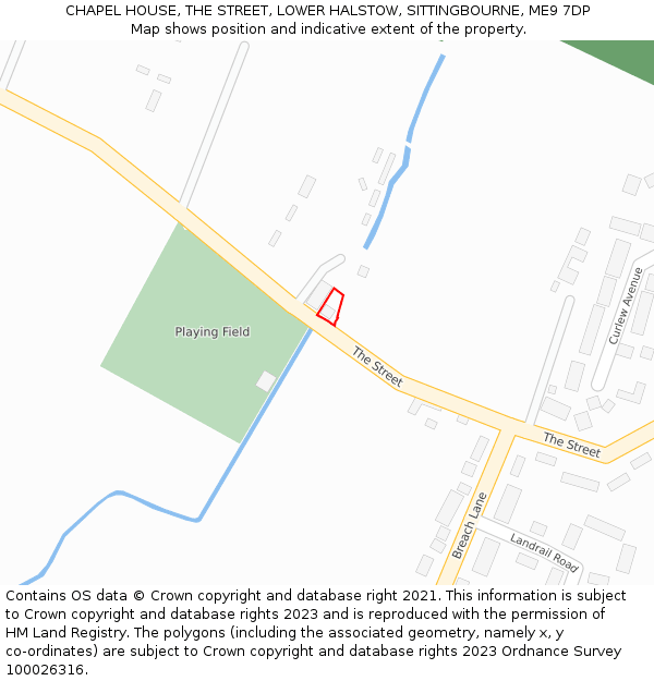 CHAPEL HOUSE, THE STREET, LOWER HALSTOW, SITTINGBOURNE, ME9 7DP: Location map and indicative extent of plot