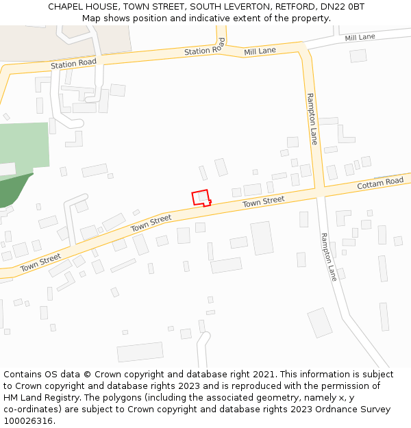 CHAPEL HOUSE, TOWN STREET, SOUTH LEVERTON, RETFORD, DN22 0BT: Location map and indicative extent of plot