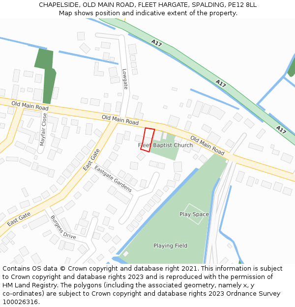 CHAPELSIDE, OLD MAIN ROAD, FLEET HARGATE, SPALDING, PE12 8LL: Location map and indicative extent of plot