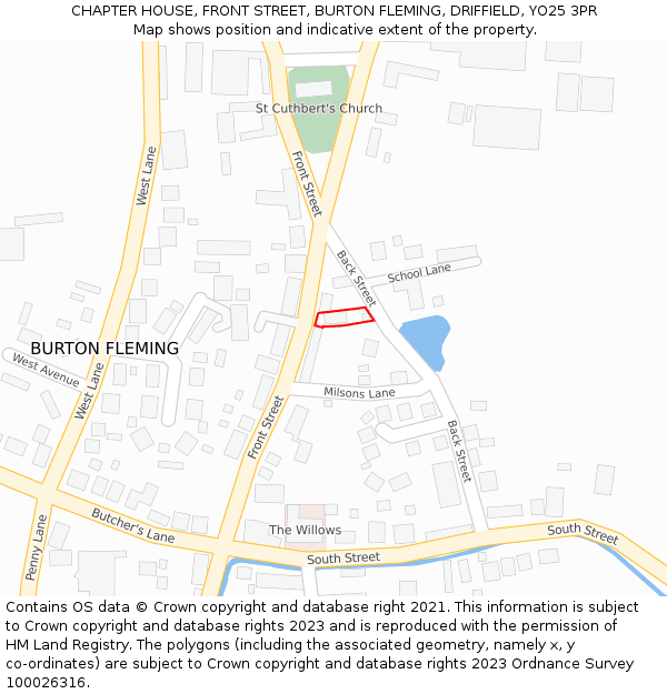 CHAPTER HOUSE, FRONT STREET, BURTON FLEMING, DRIFFIELD, YO25 3PR: Location map and indicative extent of plot