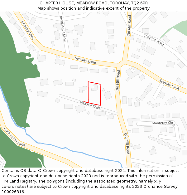 CHAPTER HOUSE, MEADOW ROAD, TORQUAY, TQ2 6PR: Location map and indicative extent of plot