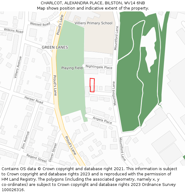 CHARLCOT, ALEXANDRA PLACE, BILSTON, WV14 6NB: Location map and indicative extent of plot