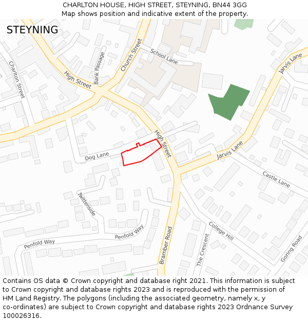 CHARLTON HOUSE, HIGH STREET, STEYNING, BN44 3GG: Location map and indicative extent of plot