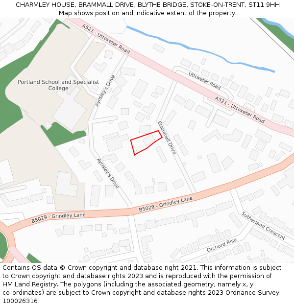 CHARMLEY HOUSE, BRAMMALL DRIVE, BLYTHE BRIDGE, STOKE-ON-TRENT, ST11 9HH: Location map and indicative extent of plot