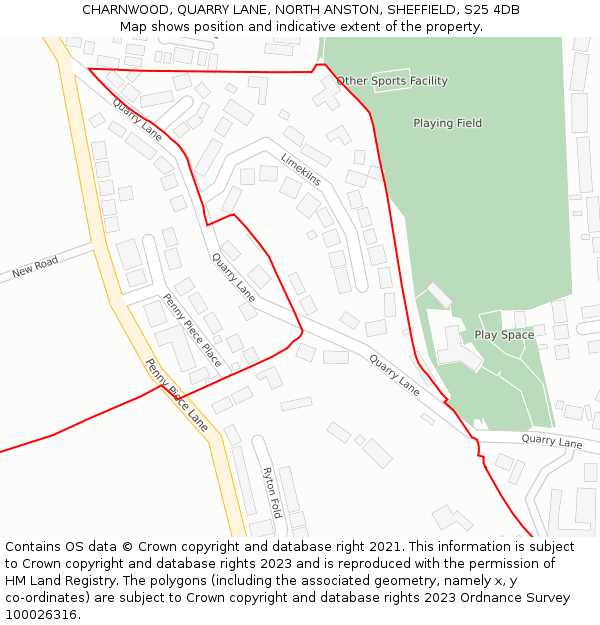 CHARNWOOD, QUARRY LANE, NORTH ANSTON, SHEFFIELD, S25 4DB: Location map and indicative extent of plot