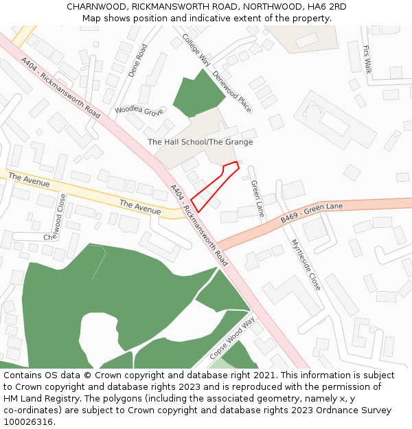 CHARNWOOD, RICKMANSWORTH ROAD, NORTHWOOD, HA6 2RD: Location map and indicative extent of plot