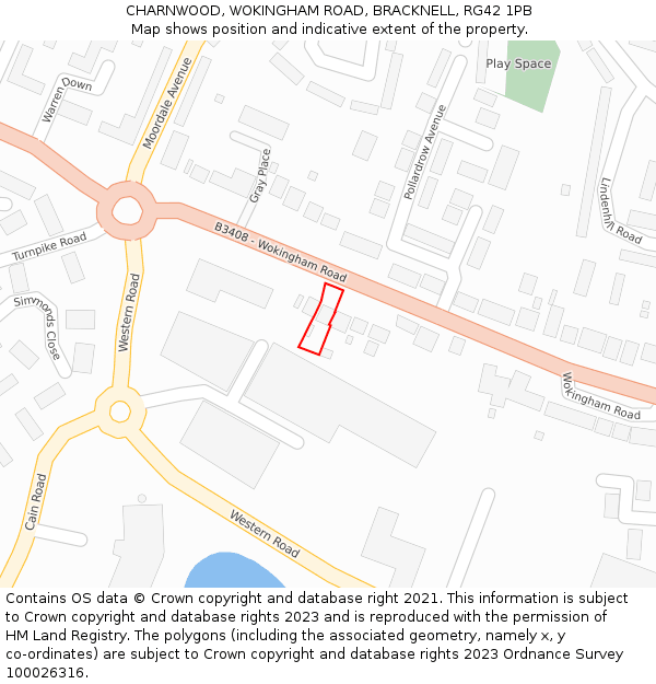 CHARNWOOD, WOKINGHAM ROAD, BRACKNELL, RG42 1PB: Location map and indicative extent of plot