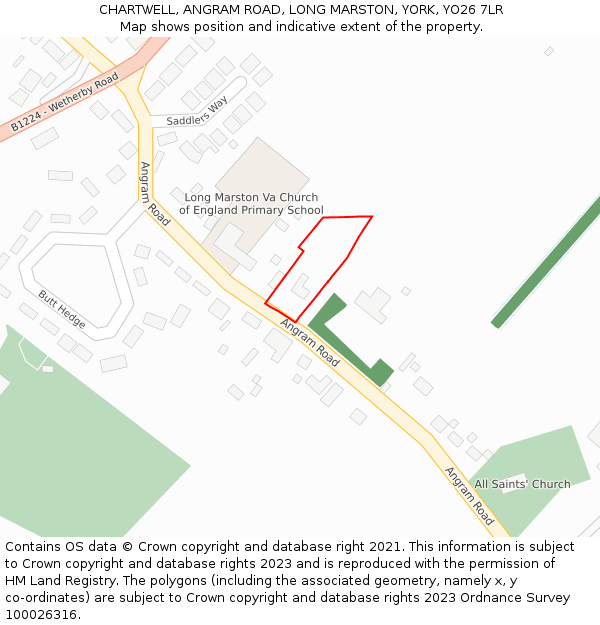 CHARTWELL, ANGRAM ROAD, LONG MARSTON, YORK, YO26 7LR: Location map and indicative extent of plot