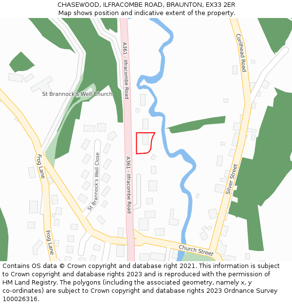 CHASEWOOD, ILFRACOMBE ROAD, BRAUNTON, EX33 2ER: Location map and indicative extent of plot