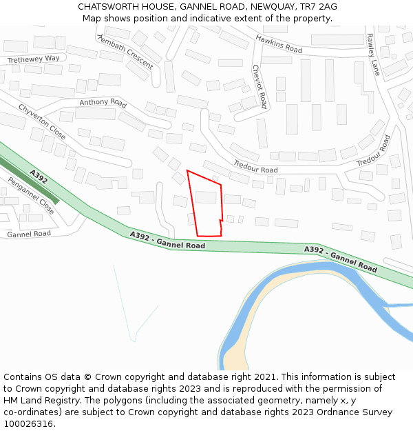 CHATSWORTH HOUSE, GANNEL ROAD, NEWQUAY, TR7 2AG: Location map and indicative extent of plot