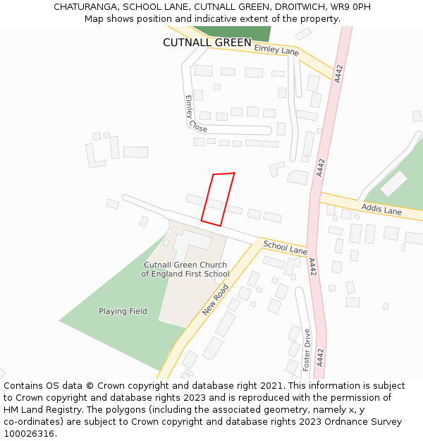CHATURANGA, SCHOOL LANE, CUTNALL GREEN, DROITWICH, WR9 0PH: Location map and indicative extent of plot