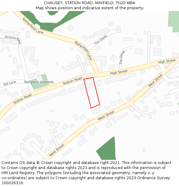 CHAUSEY, STATION ROAD, MAYFIELD, TN20 6BW: Location map and indicative extent of plot