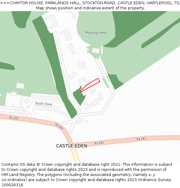 CHAYTOR HOUSE, PARKLANDS HALL, STOCKTON ROAD, CASTLE EDEN, HARTLEPOOL, TS27 4SN: Location map and indicative extent of plot
