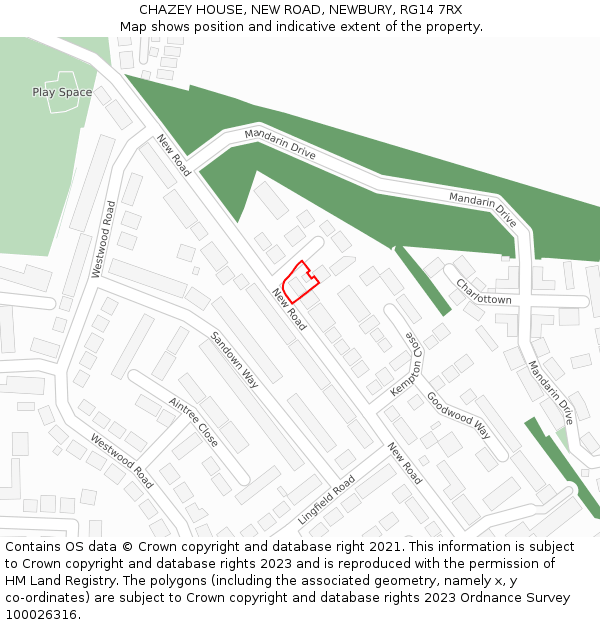 CHAZEY HOUSE, NEW ROAD, NEWBURY, RG14 7RX: Location map and indicative extent of plot