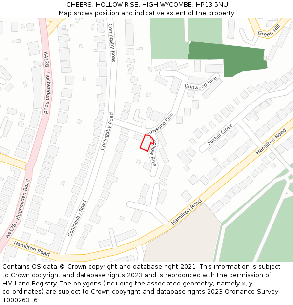 CHEERS, HOLLOW RISE, HIGH WYCOMBE, HP13 5NU: Location map and indicative extent of plot