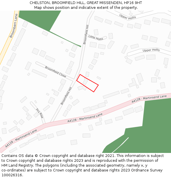 CHELSTON, BROOMFIELD HILL, GREAT MISSENDEN, HP16 9HT: Location map and indicative extent of plot