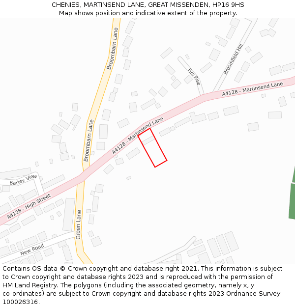 CHENIES, MARTINSEND LANE, GREAT MISSENDEN, HP16 9HS: Location map and indicative extent of plot