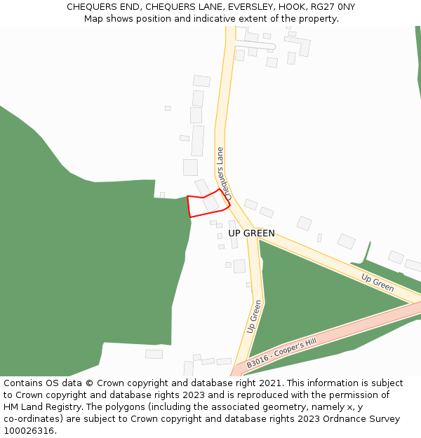 CHEQUERS END, CHEQUERS LANE, EVERSLEY, HOOK, RG27 0NY: Location map and indicative extent of plot