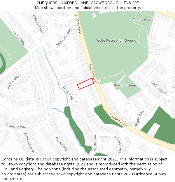 CHEQUERS, LUXFORD LANE, CROWBOROUGH, TN6 2PE: Location map and indicative extent of plot