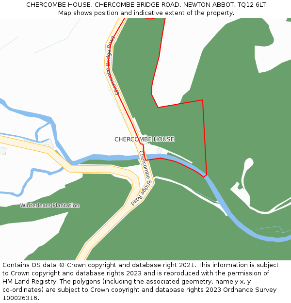 CHERCOMBE HOUSE, CHERCOMBE BRIDGE ROAD, NEWTON ABBOT, TQ12 6LT: Location map and indicative extent of plot