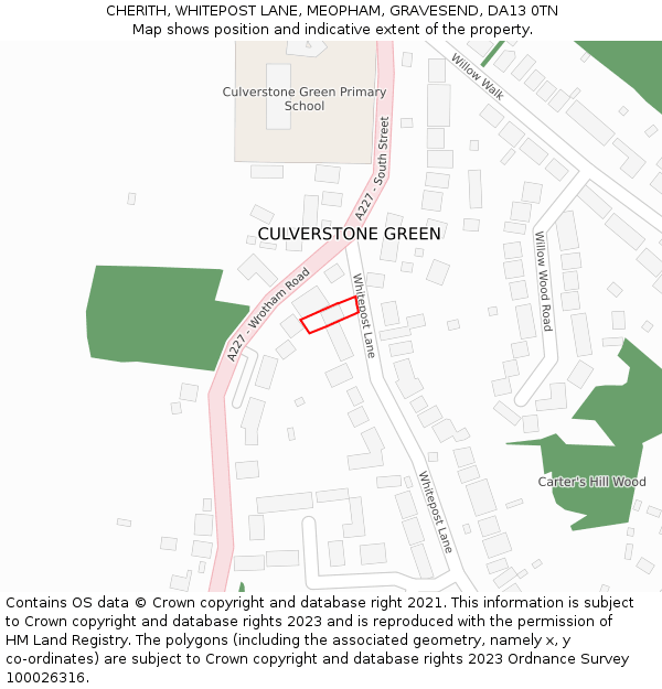 CHERITH, WHITEPOST LANE, MEOPHAM, GRAVESEND, DA13 0TN: Location map and indicative extent of plot